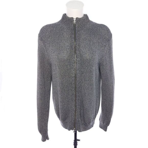 Theory Ikson B Amplitude Two Way Zipper Long Sleeve Navy Marled knit Jacket M - Picture 1 of 9